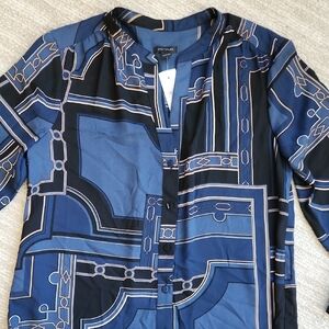 Ann Taylor Blue Geometric Blouse